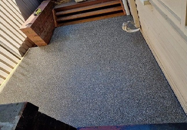 Small exposed aggregate concrete slab completed for small residential home in Mandurah